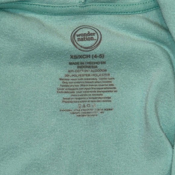 Wonder Nation Girls Aqua Terry Hooded Zip Front Swim Coverup - Size XS (4-5) - Picture 8 of 16